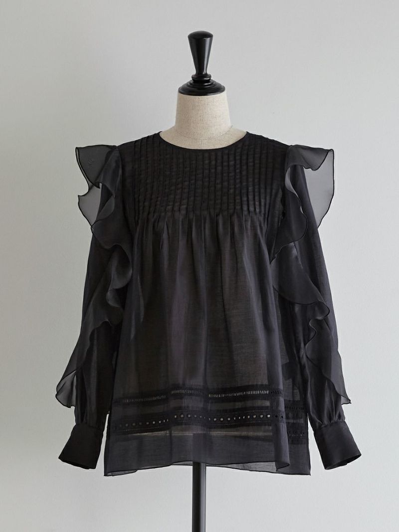 【即納】【30% off】ORGANDY PIN TUCK BLOUSE