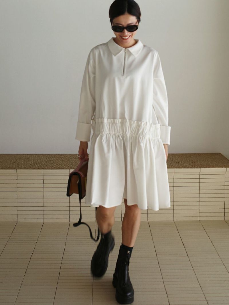 bow.a ボウエー　HALF ZIP SHIRT ONE-PIECE 10% off】HALF ZIP SHIRT ONE-PIECE | bow.a