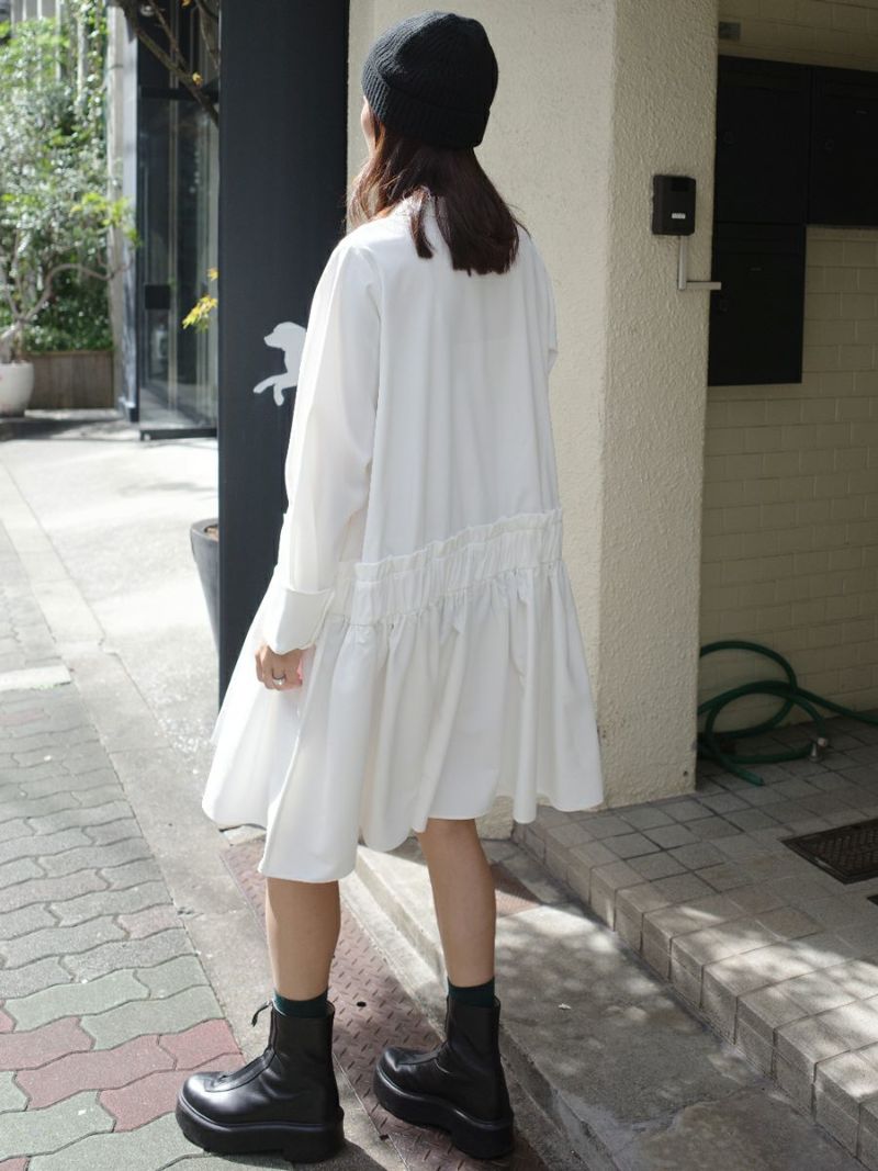 10% off】HALF ZIP SHIRT ONE-PIECE | bow.a