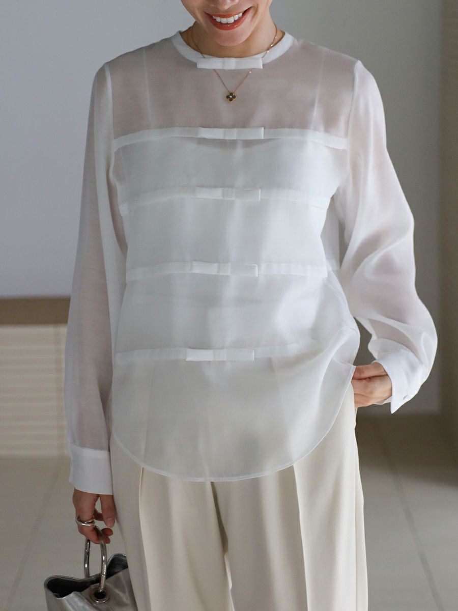 SHEER RIBBON BLOUSE | bow.a
