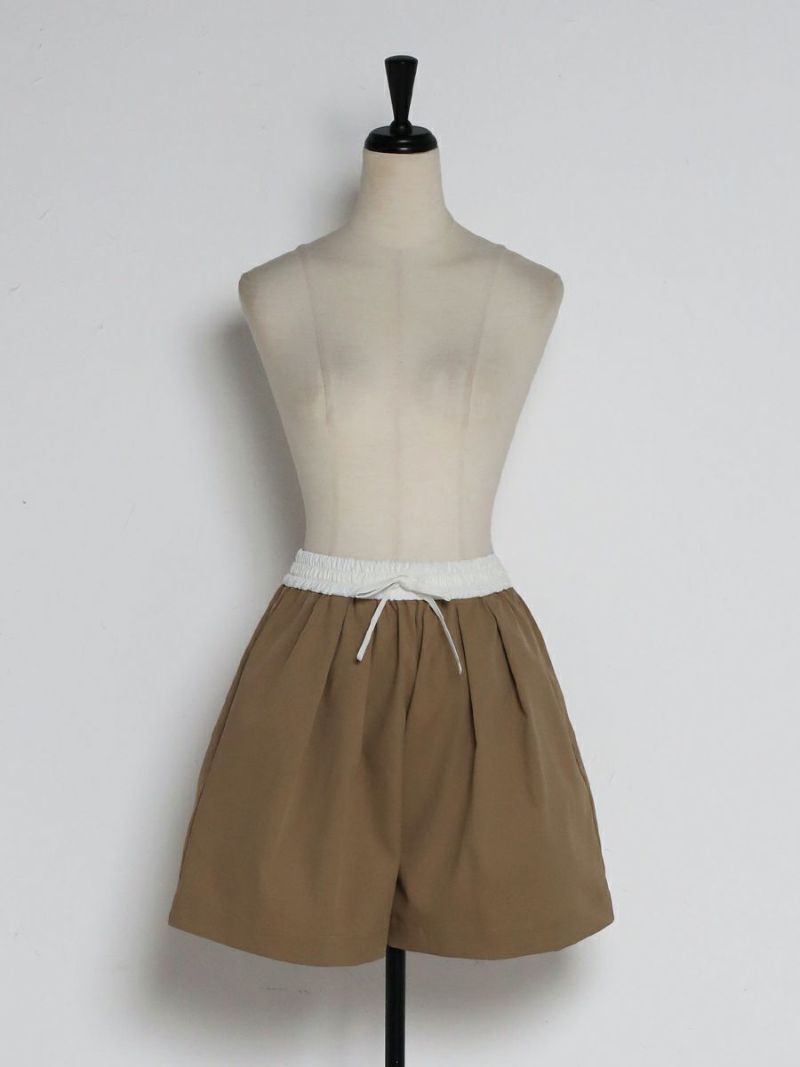 bow.a 水際 TUCK SHORT PANTS ブラック 水際 TUCK SHORT PANTS | bow.a