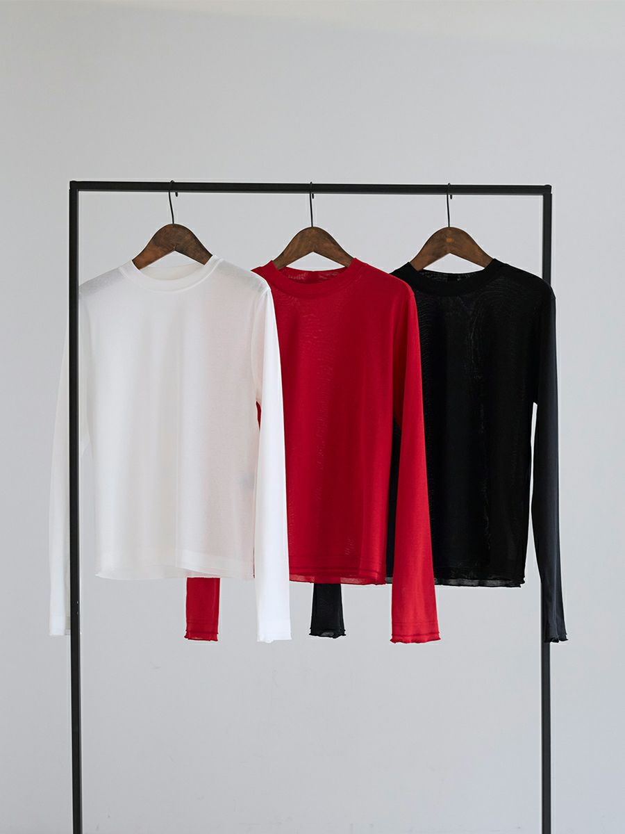 bow.a ボウエー　シアーロングスリーブトップス　ホワイト SHEER LONG SLEEVE TOPS | bow.a