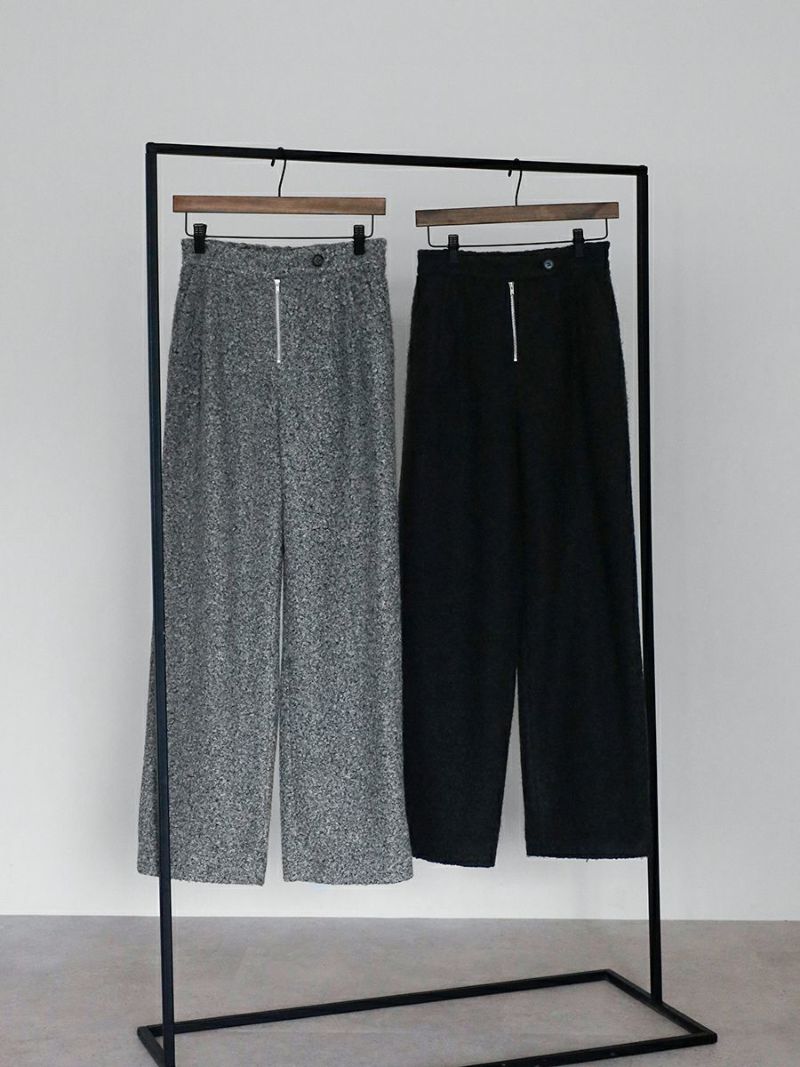 bow.a BOUCLE ZIP UP PANTS S ブラック　美品 20% off】BOUCLE ZIP UP PANTS | bow.a