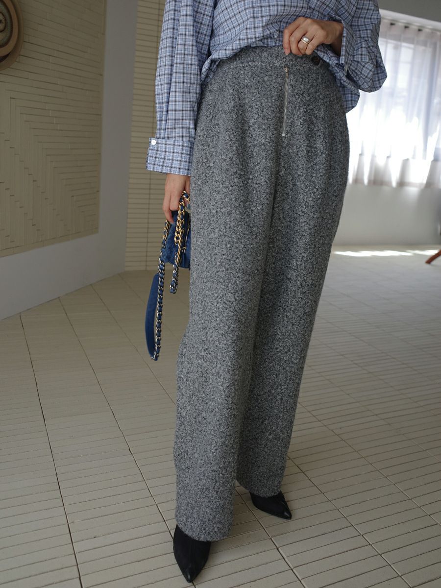 20% off】BOUCLE ZIP UP PANTS | bow.a