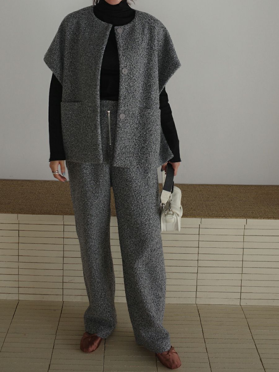 20% off】BOUCLE ZIP UP PANTS | bow.a